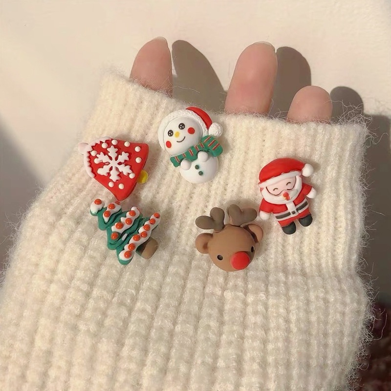 Bông Tai Mạ Bạc 925 Hoạ Tiết Giáng Sinh Dễ Thương Xinh Xắn