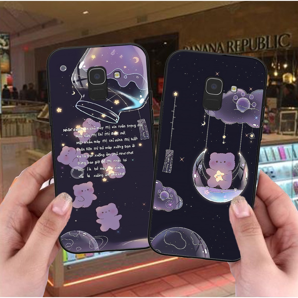 Ốp Samsung J6 2018 / J6 Plus / J8 / J6+ gấu tím vũ trụ lung linh dễ thương cute