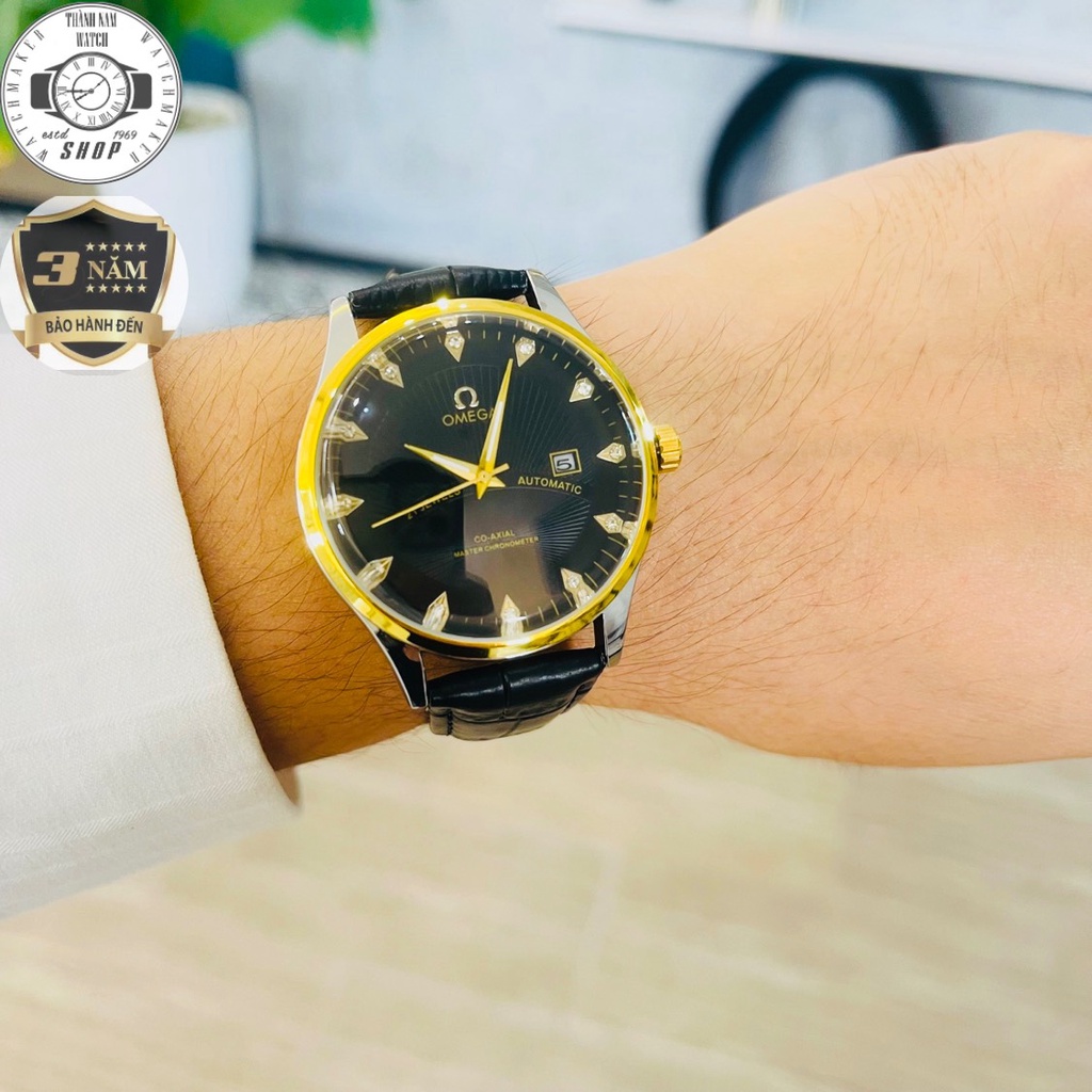 Đồng hồ Nam Omega OMG07 Dây da cao cấp, Full hộp, Mặt Sapphire chống xước, chống nước thẻ bảo hành 36 tháng