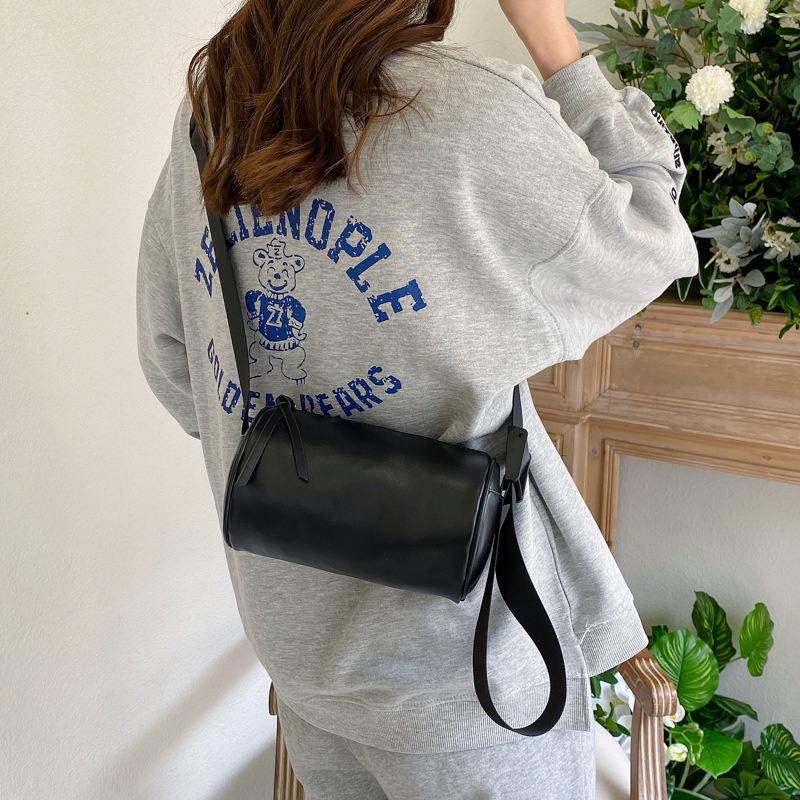 Túi Đeo Vai Hình Trụ Chất Liệu Da Mềm Phong Cách hip hop Thời Trang Mùa Xuân 2022 Cho Nam Và Nữ