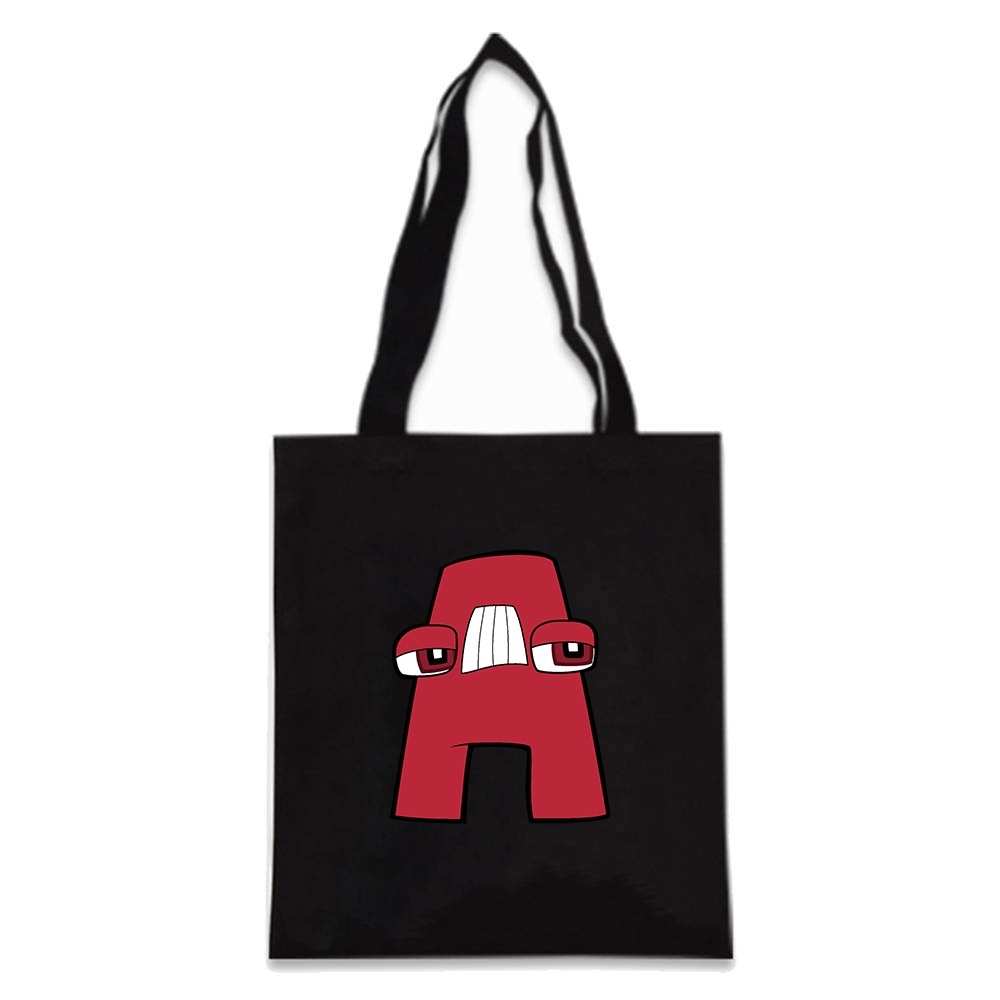 Túi Tote Canvas In Chữ A B C D Màu Trắng Đen DIY Dùng Làm Quà Tặng / Mua Sắm Cho Nữ