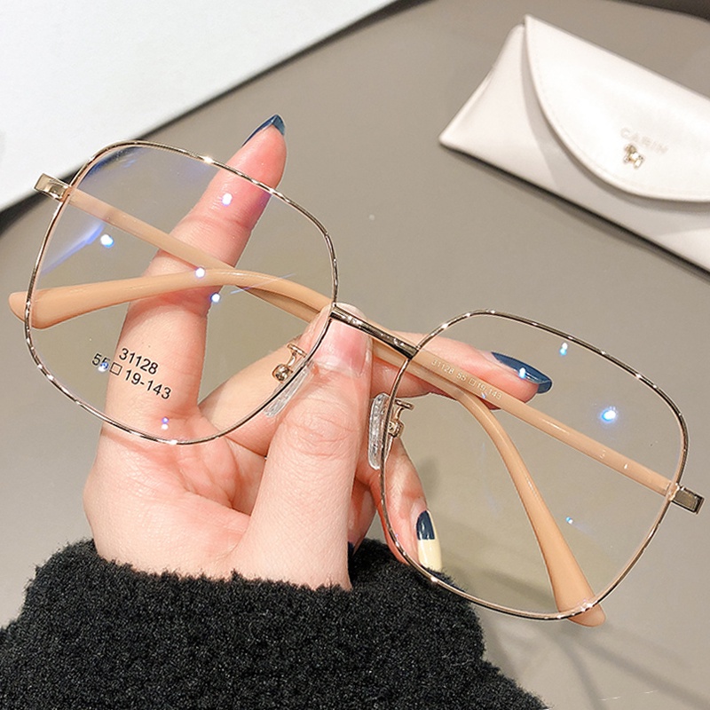 Mắt Kính Gọng Vuông Lớn Bằng Kim Loại Chống Ánh Sáng Xanh Chống Bức Xạ Thời Trang Cho Nữ