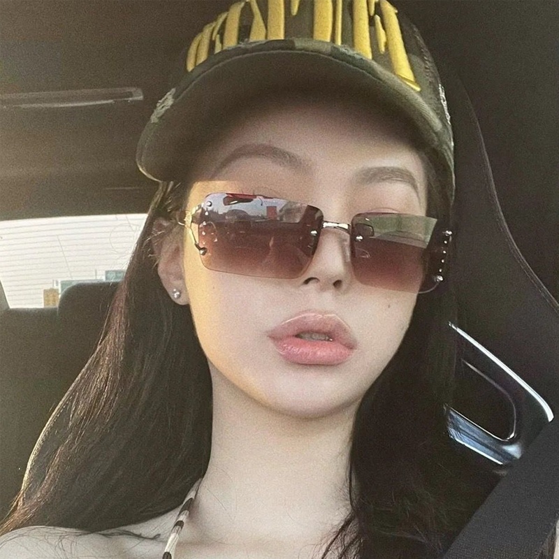 Kính Mát Hình Chữ Nhật Không Vành Y2K Millet Phong Cách Retro Thời Trang Cho Nữ