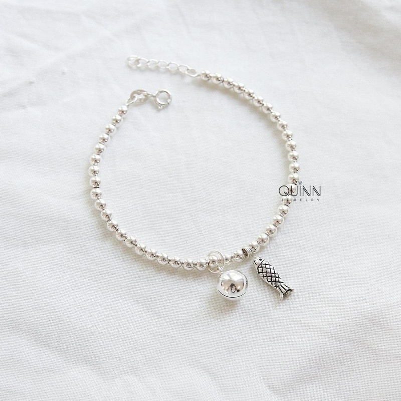 Lắc tay bạc bi trơn , Lắc tay nữ bi trơn Quinn Jewelry, Vòng tay hạt bạc