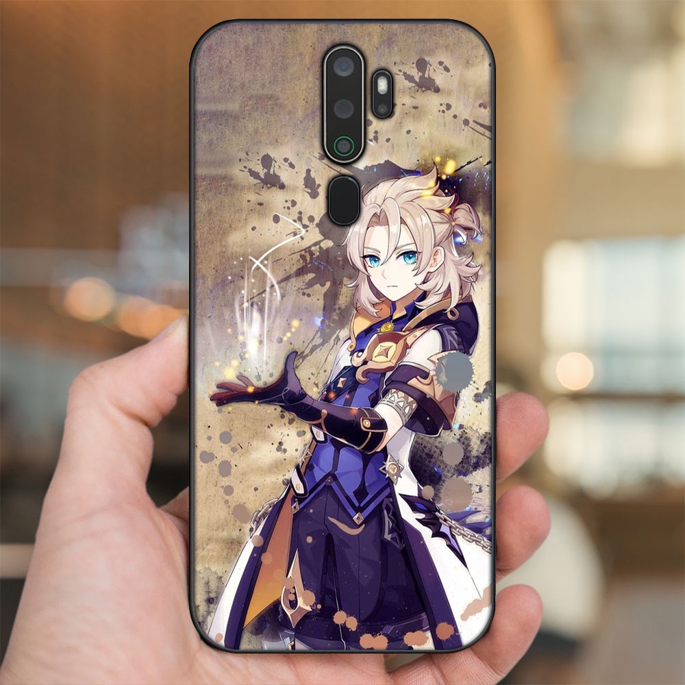 Ốp lưng Oppo A5 2020, A9 2020 viền đen in hình Albedo Genshin Impact