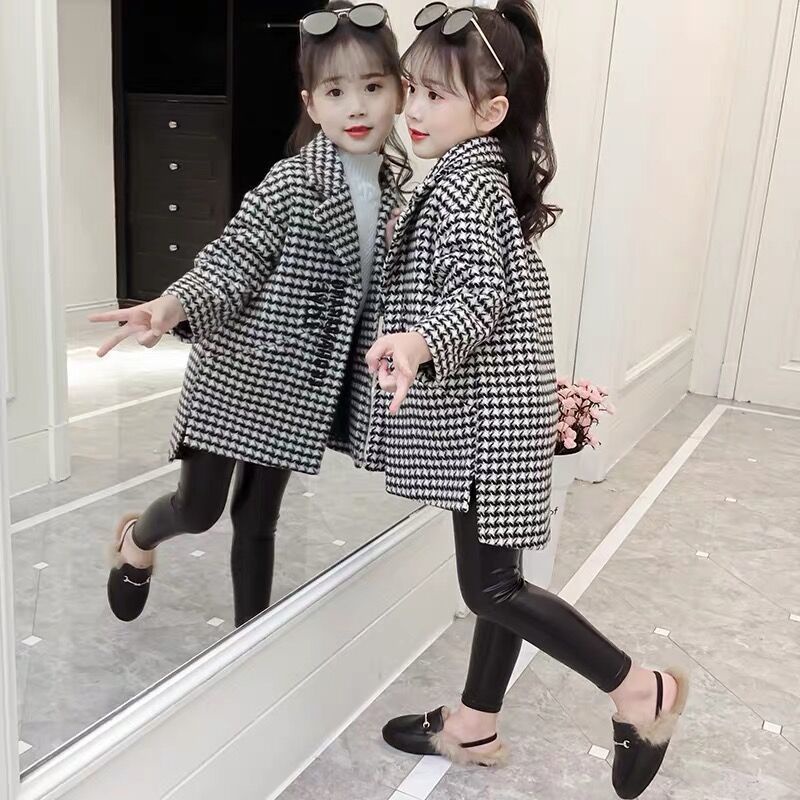 Áo Khoác Len Dày Dặn Dáng Dài Phong Cách Hàn Quốc Thời Trang Xuân Thu 2022 Mới Cho Bé Gái