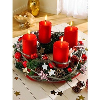 Nến trụ trang trí bàn tiệc Giáng sinh ấm áp, đường kính 6,5cm