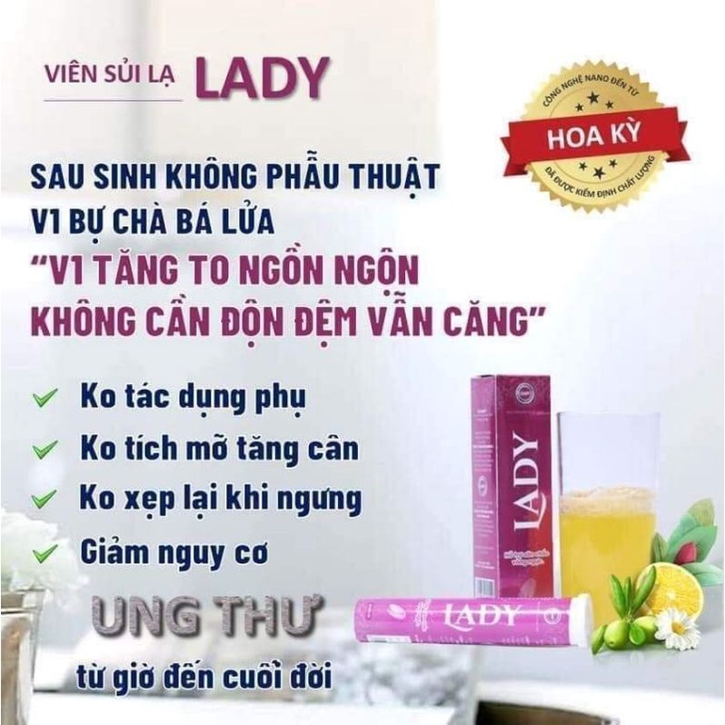 Sủi nở ngực LADY tăng kích thước vòng 1 hỗ trợ cải thiện nội tiết tố -Chính Hãng