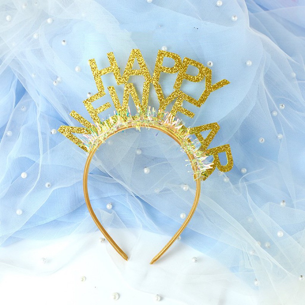 Bờm Happy New Year - Vàng - Trang trí sinh nhật