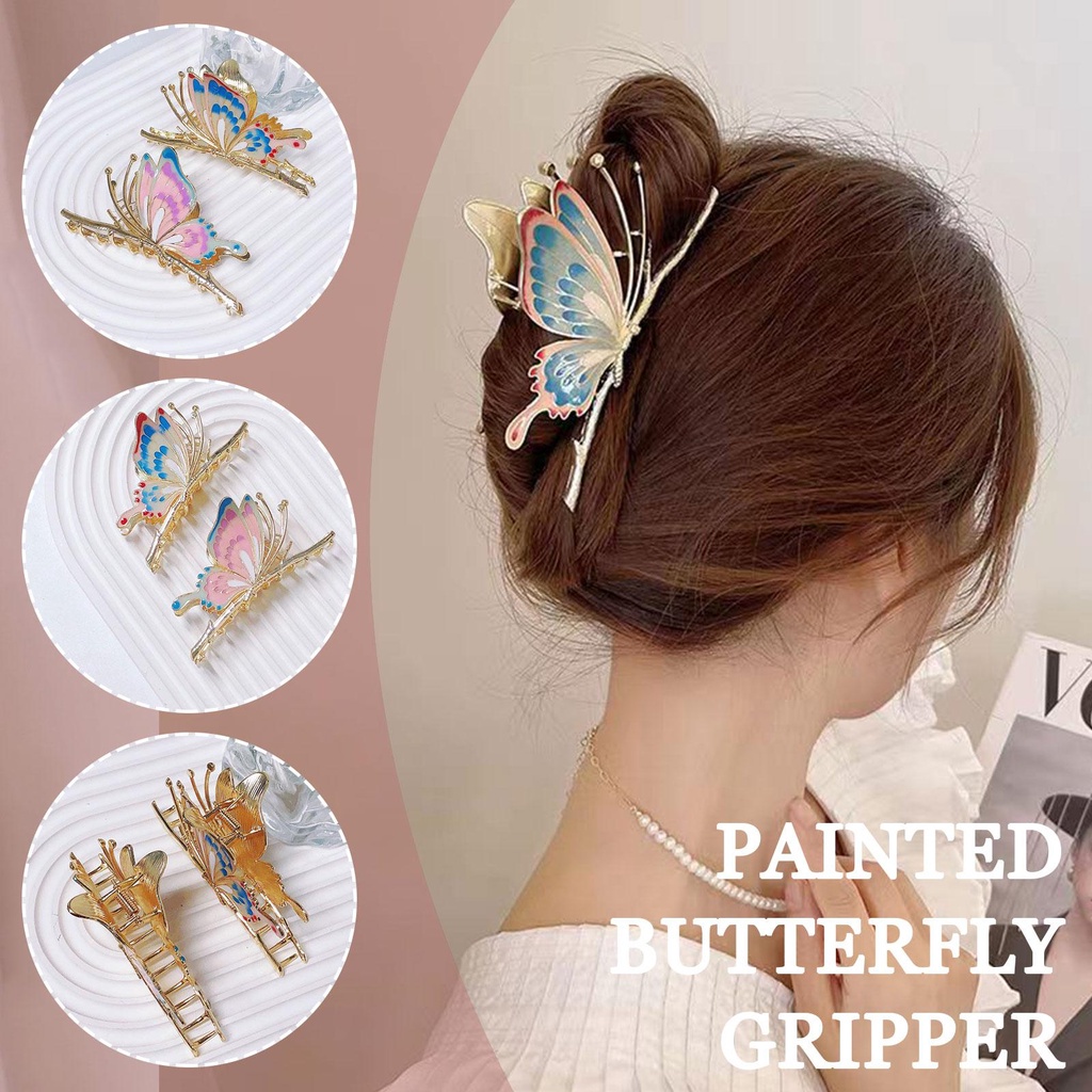 Kẹp Tóc Kim Loại Hình Bướm Màu Vàng Sang Trọng U9L3
