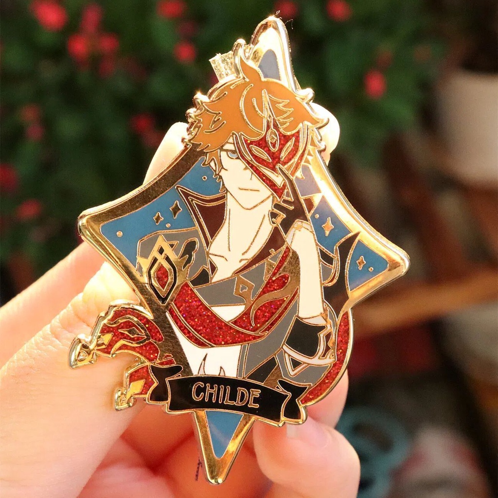 Ag Genshin Va Chạm Huy Hiệu Kim Loại Tự Làm Mặt Dây Chuyền Túi Tartaglia Venti Zhongli Làm Quà Tặng