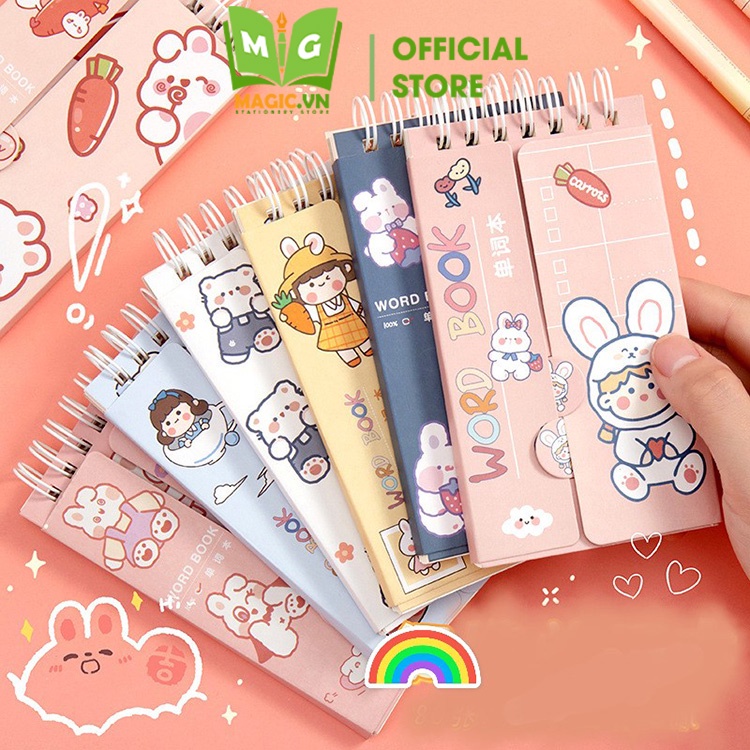 Sổ Tay Mini Học Từ Vựng Tiếng Anh Cute MAGIC Lò Xo 80 Tờ Ghi Chú, Ghi Nhớ Hiệu Quả, Đồ Dùng Học Tập Dễ Thương STA