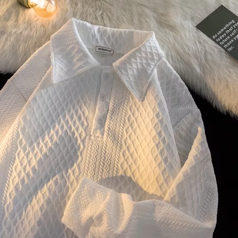 Áo Sweater Polo Tay Dài Dáng Rộng Thời Trang Thu Đông Hong Kong Cho Nam 2022