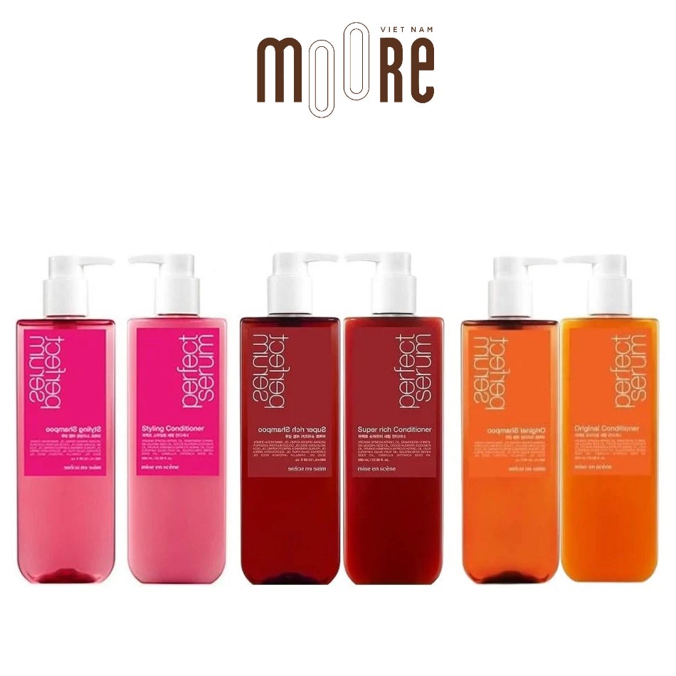 Dầu gội và xả Mise en Scene Perfect Serum Shampoo And Conditioner Hàn Quốc 680ml