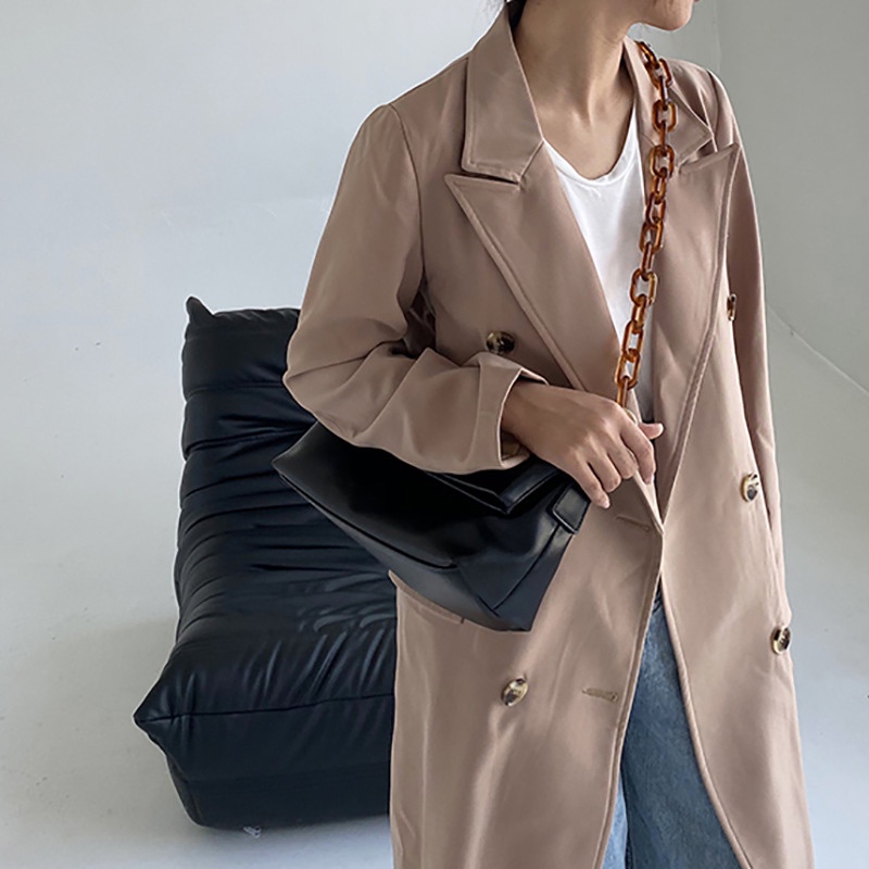 IELGY Túi Đeo Chéo Da Mềm Cỡ Lớn Phối Dây Xích acrylic Thời Trang Cho Nữ