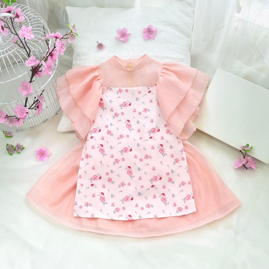 Áo dài bé gái - Áo dài Cánh tiên 3 Màu siêu xinh cho bé 1-8 Tuổi