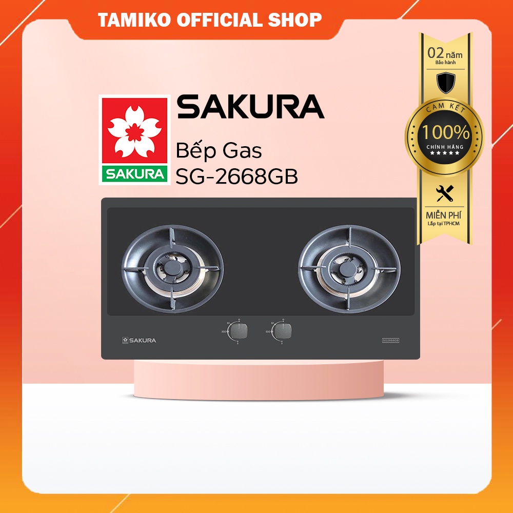 Bếp gas âm SAKURA SG-2668GB (Hàng Chính hãng - Bảo hành 24 tháng)