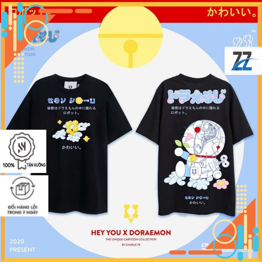Áo Thun Tay Lỡ DORAEMON HEY YOU Form Rộng Unisex