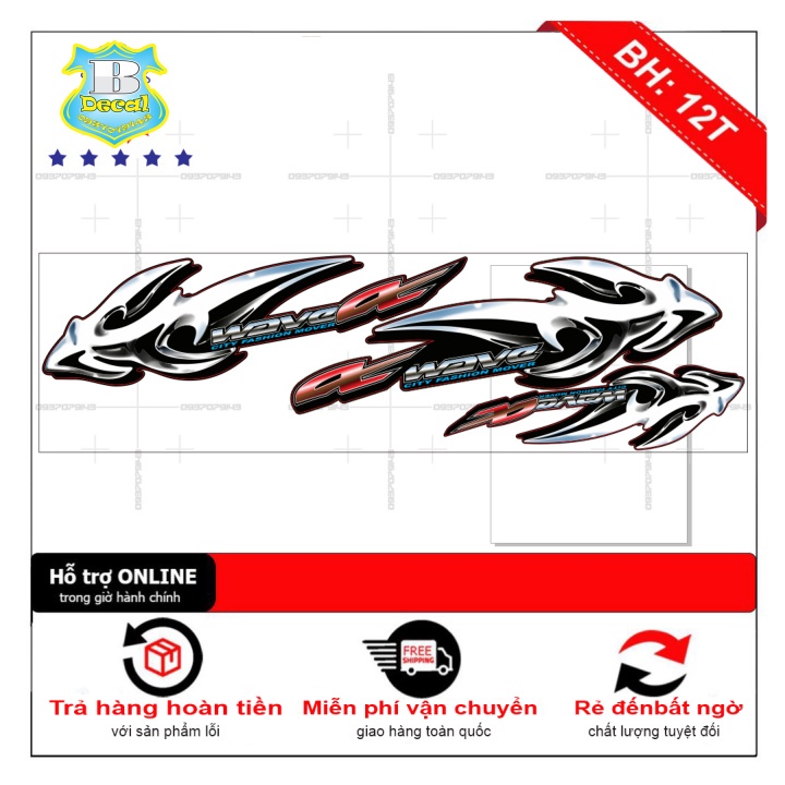DECAL PVC 5 LỚP CHẤT LƯỢNG CAO Tem rời wave RS in crom