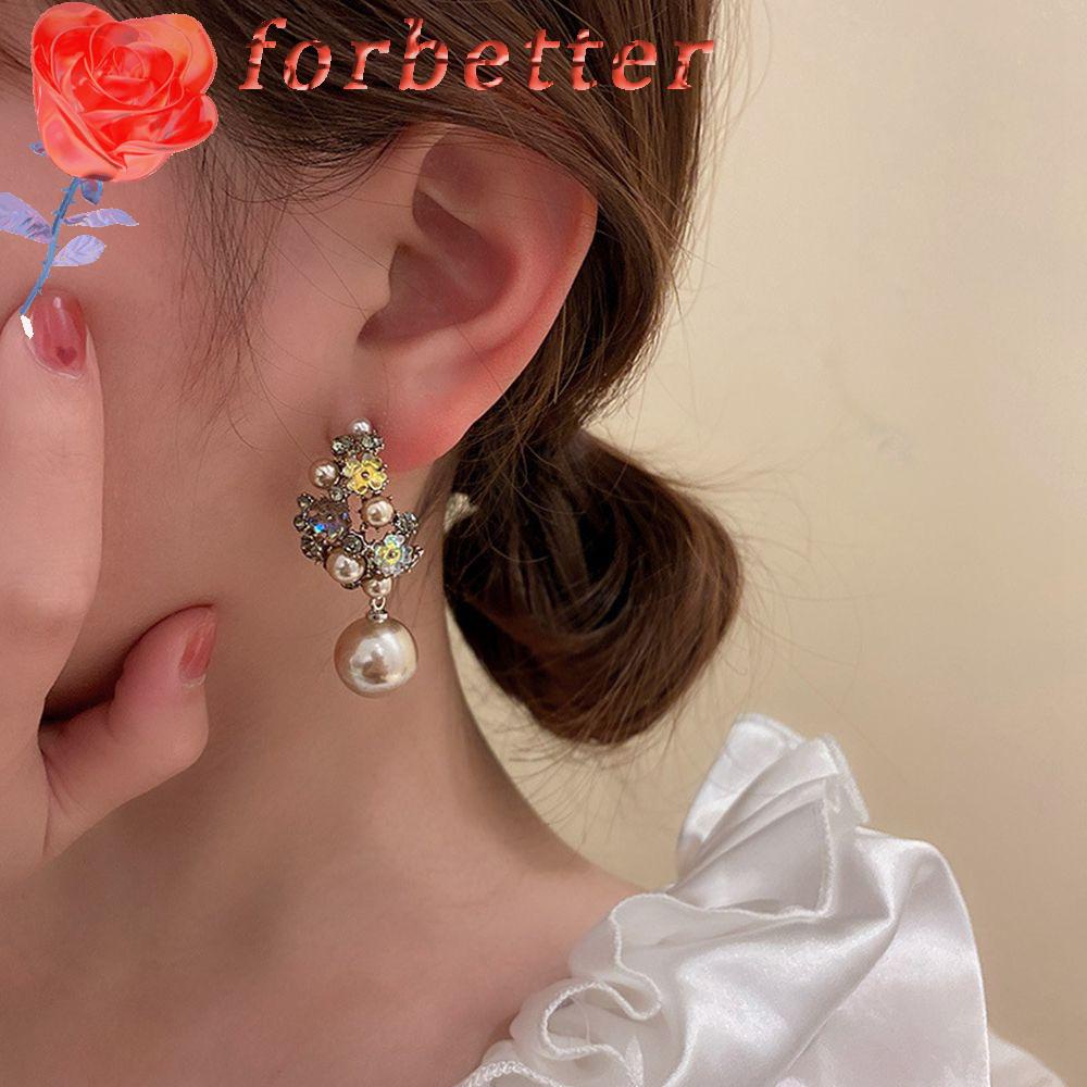Bông tai hình hoa đính ngọc trai giả phong cách Hàn Quốc lãng mạn cho nữ