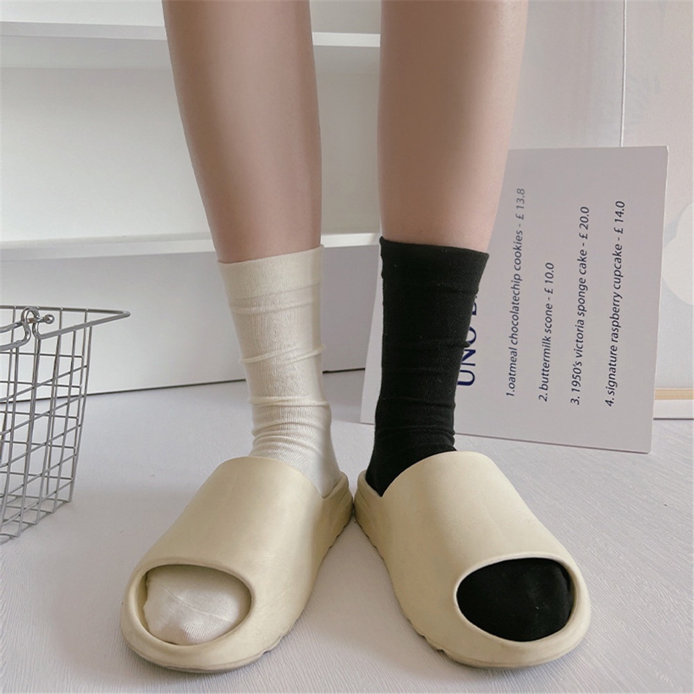 Vớ Cotton Mỏng Thoáng Khí Đơn Giản Màu Trơn Phong Cách Nhật Bản Dễ Thương Cho Nữ