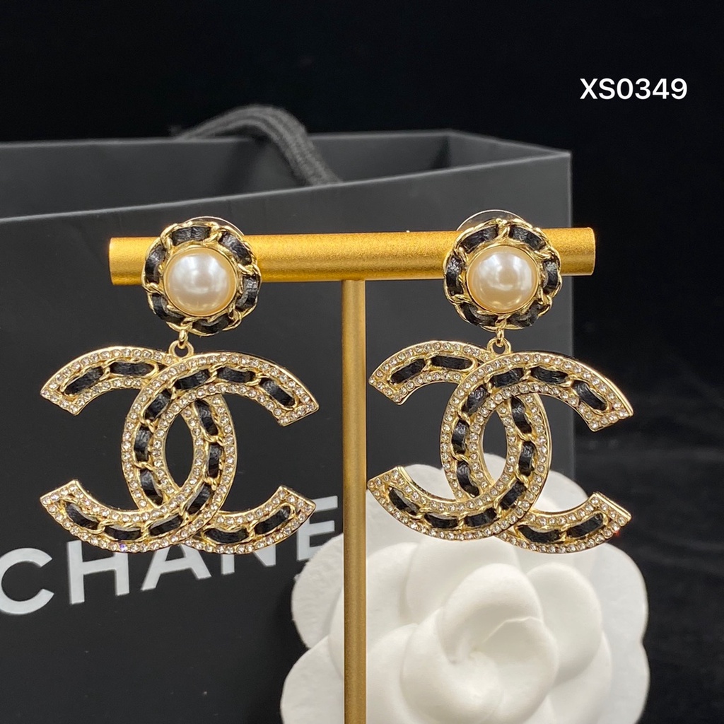 Đôi Bông Tai Mạ Bạc 925 Hình Chữ C Đính Ngọc Trai Thời Trang