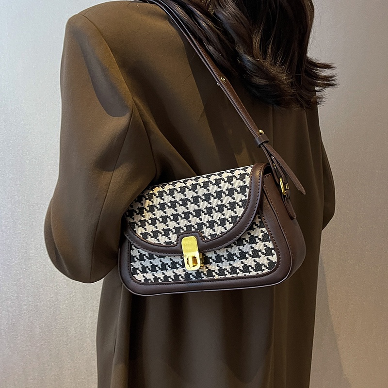 Túi Nữ Đeo Vai Khoác Tay Chất Da In Sọc Caro Form Vuông Dây Da Khóa Bấm Phong Cách Đường Phố - Kho Túi Quảng Châu 29