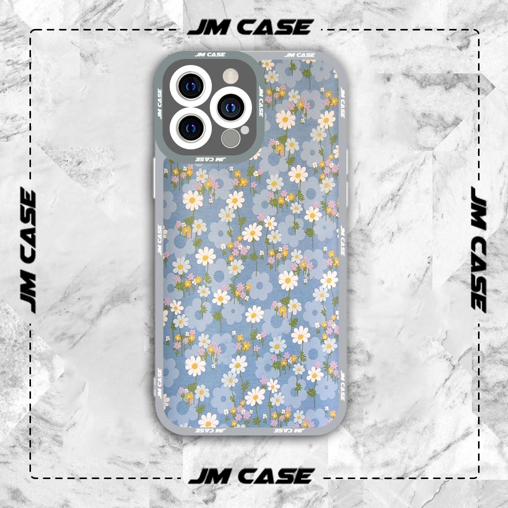 Ốp lưng iphone cạnh vuông JCMase Cánh Đồng Hoa Cúc Daisy Art /8plus/x/xs/11/12/pro/max/plus/promax