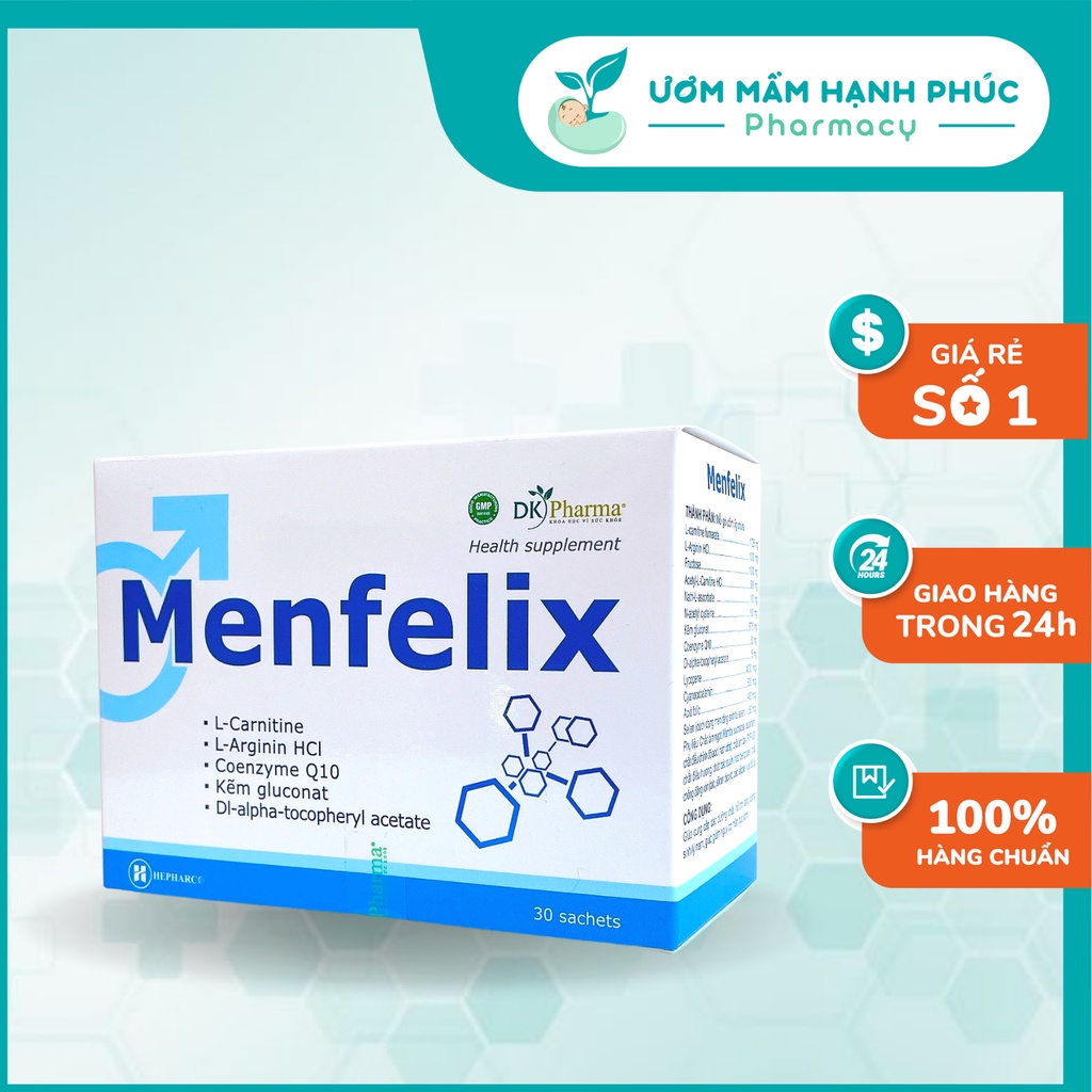 Menfelix - tăng thụ thai, tinh trùng yếu sẽ tăng chất lượng và số lượng, hỗ trợ vô sinh hiếm muộn