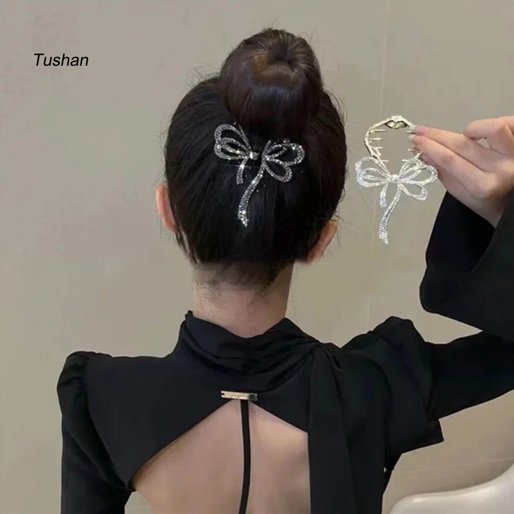 Kẹp Tóc Nơ Đính Đá Lấp Lánh Chống Trượt / Mòn