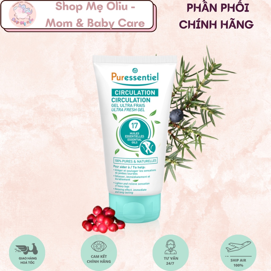 Gel xoa bóp làm dịu, giãn cơ khớp,giảm đau nhức Puressentiel Circulation Ultra-Fresh Gel 17 tinh dầu 125ml