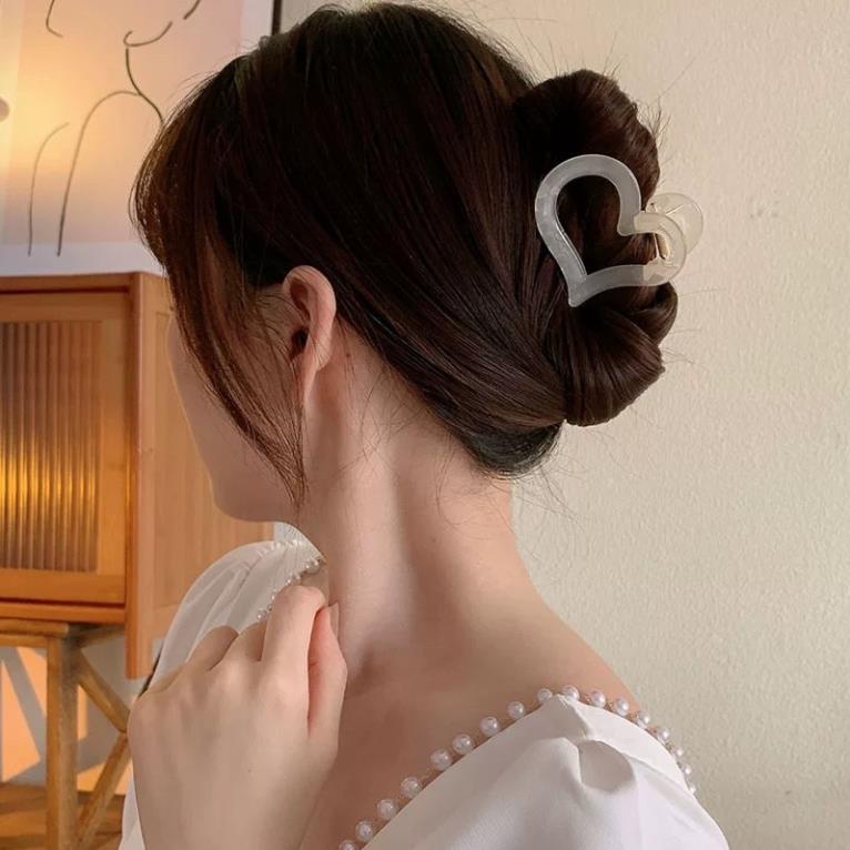 Kẹp Tóc Softie Trong Suốt Hình Trái Tim Phong Cách Hàn Quốc Thời Trang Siêu Hot