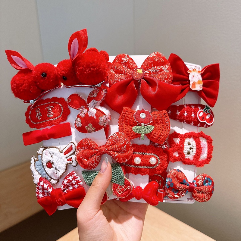 Set 9 Kẹp Tóc Hình Nơ / Bông Hoa Dễ Thương Cho Bé Gái