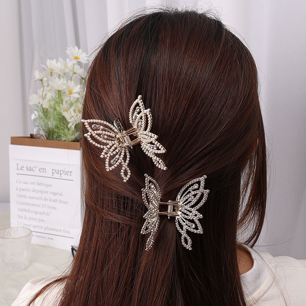Kẹp Tóc Hình Bướm Đính Ngọc Trai Thời Trang Hàn Quốc Dành Cho Nữ