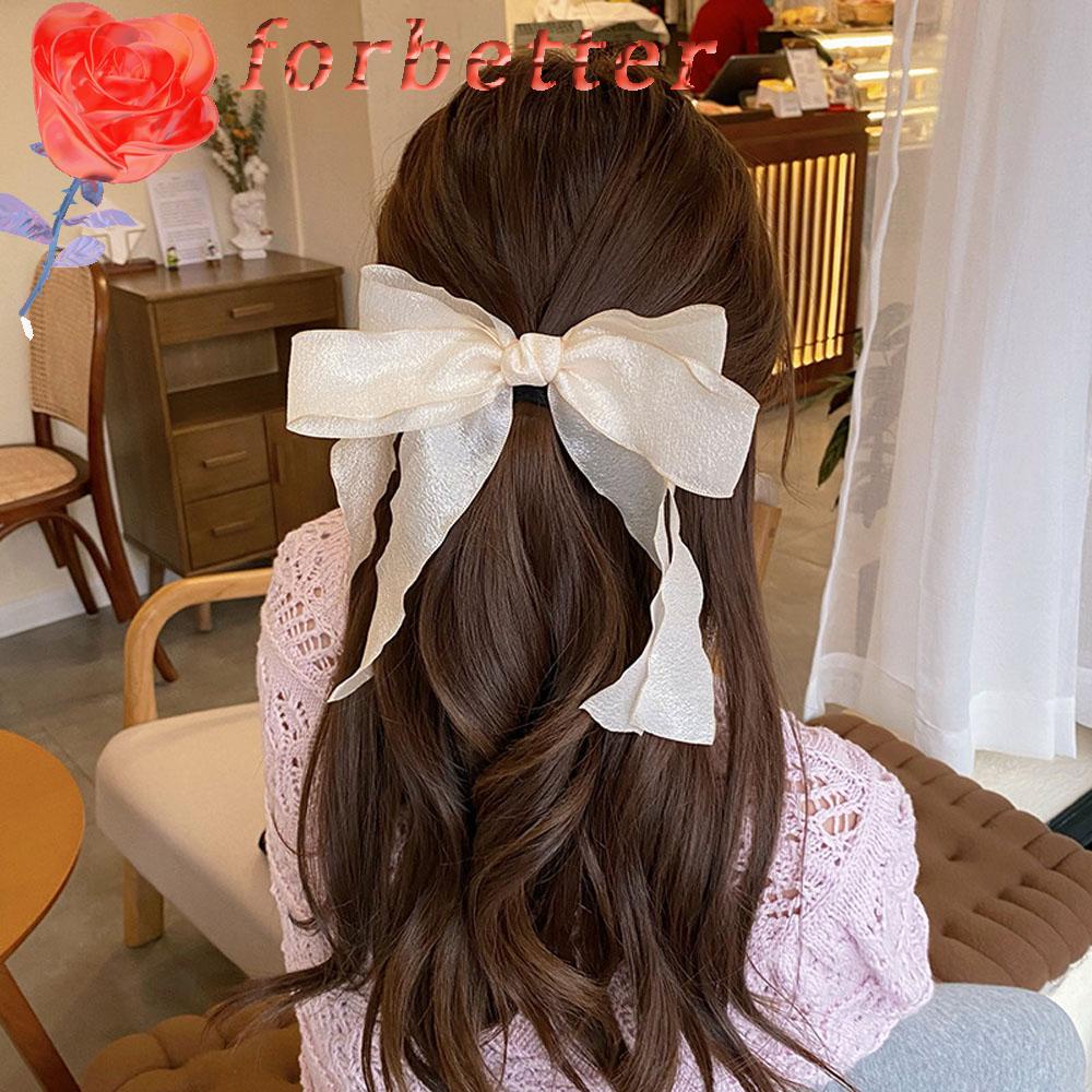 Kẹp tóc hình nơ phối ren thanh lịch dễ thương phong cách Hàn Quốc cho nữ