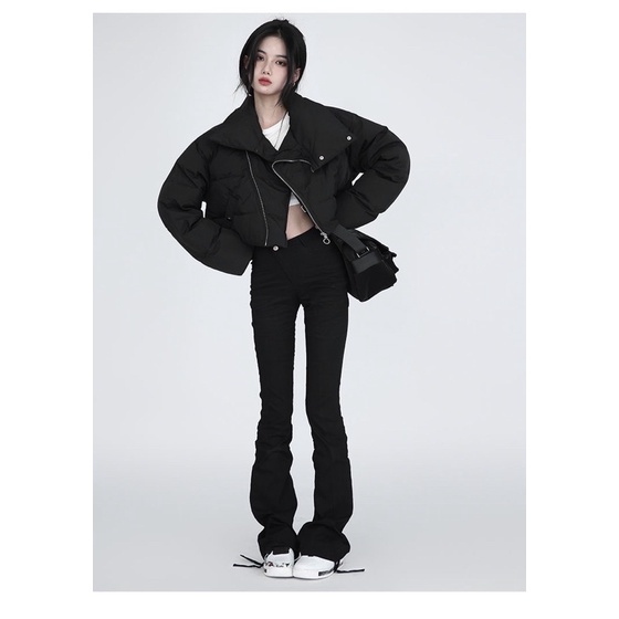 (Sẵn) Áo khoác phao béo đệm dày dáng lửng croptop phong cách đường phố | BigBuy360 - bigbuy360.vn