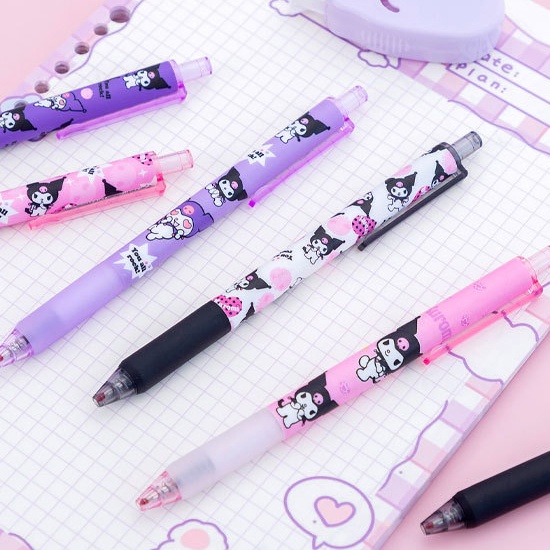 Bút Mực Gel Mực Đen Họa Tiết Hoạt Hình Dễ Thương Có Thể Thu Gọn Cho Học Sinh