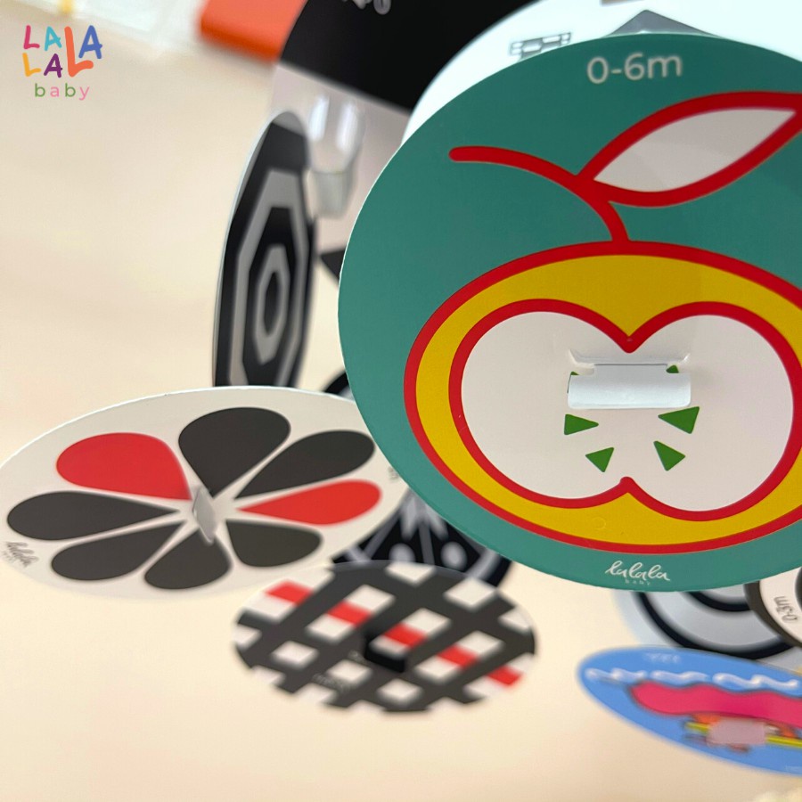 Đồ chơi treo cũi, treo xe đẩy đen trắng kích thích thị giác cho trẻ sơ sinh 10 thẻ gắn nhãn theo độ tuổi shop BOLYN