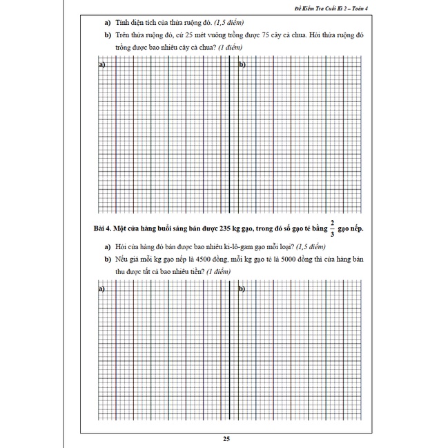 Sách - Đề Kiểm Tra Toán Lớp 4 - Tập 2 (1 cuốn)