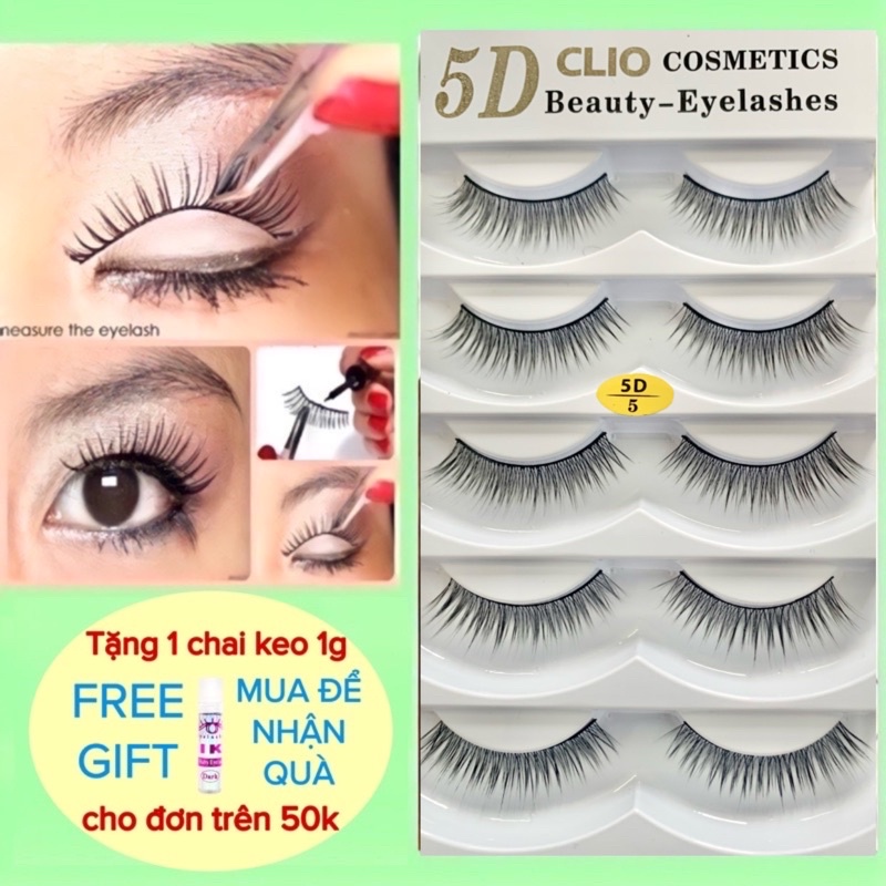Lông mi giả chồn 3D, 5D loại tự nhiên CLIO (hộp 5 cặp)