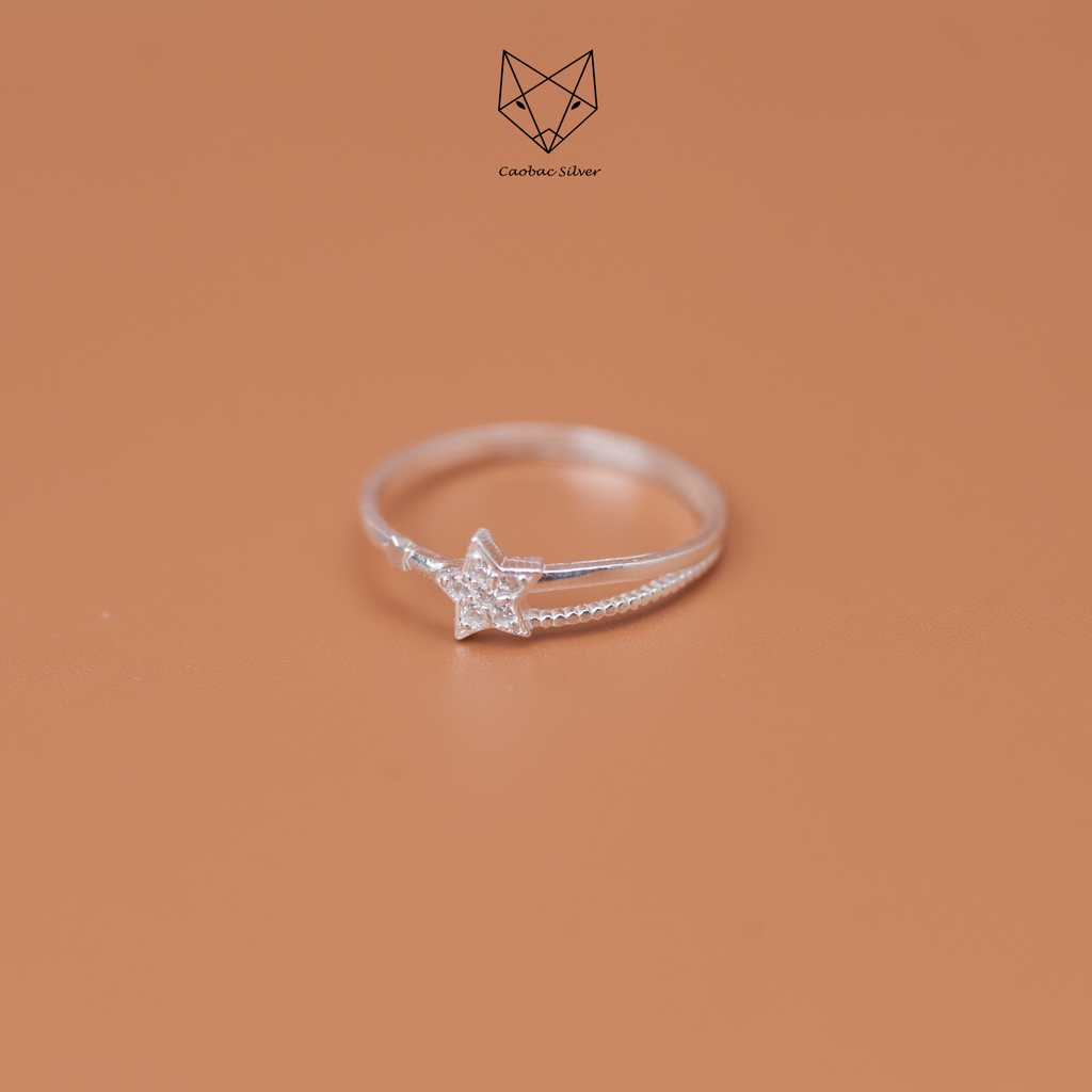 Nhẫn Bạc Ta Cao Cấp CaoBac Silver Thiết Kế Hai Sợi Sao Tính Tế , Lấp Lánh, Mới Lạ Dành Tặng Riêng Cho Bạn Gái