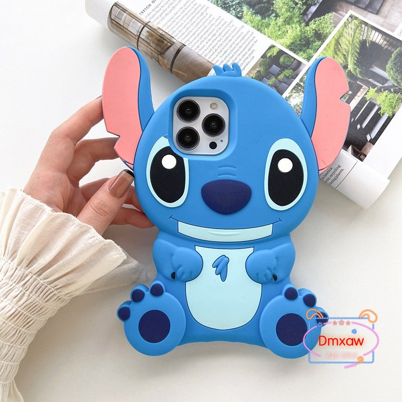 Ốp Điện Thoại Silicon Mềm Hình Stitch Xanh Dương Cho iPhone 14 Pro Max 13 Pro Max 12 Pro Max 11 Pro Max