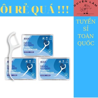 Hộp 50 tăm chỉ nha khoa - vệ sinh chân nướu , tăm chỉ nha khoa tiệt trùng
