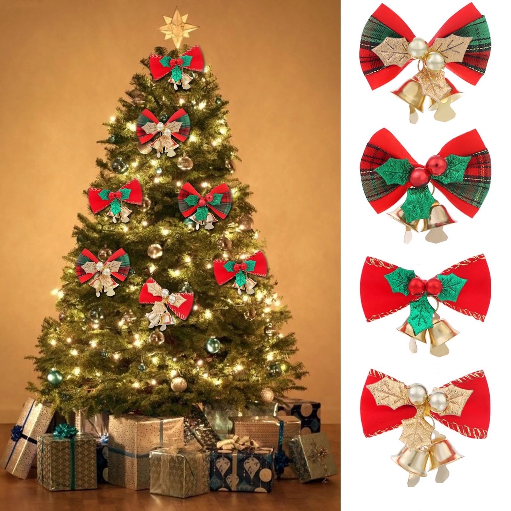 Nơ trang trí cây thông giáng sinh có chuông loại 5cm