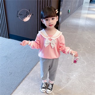 Bộ thu đông bé gái - đồ bộ cổ áo hải quân cho bé gái siêu đáng yêu Chuẩn Hàng QCCC B05