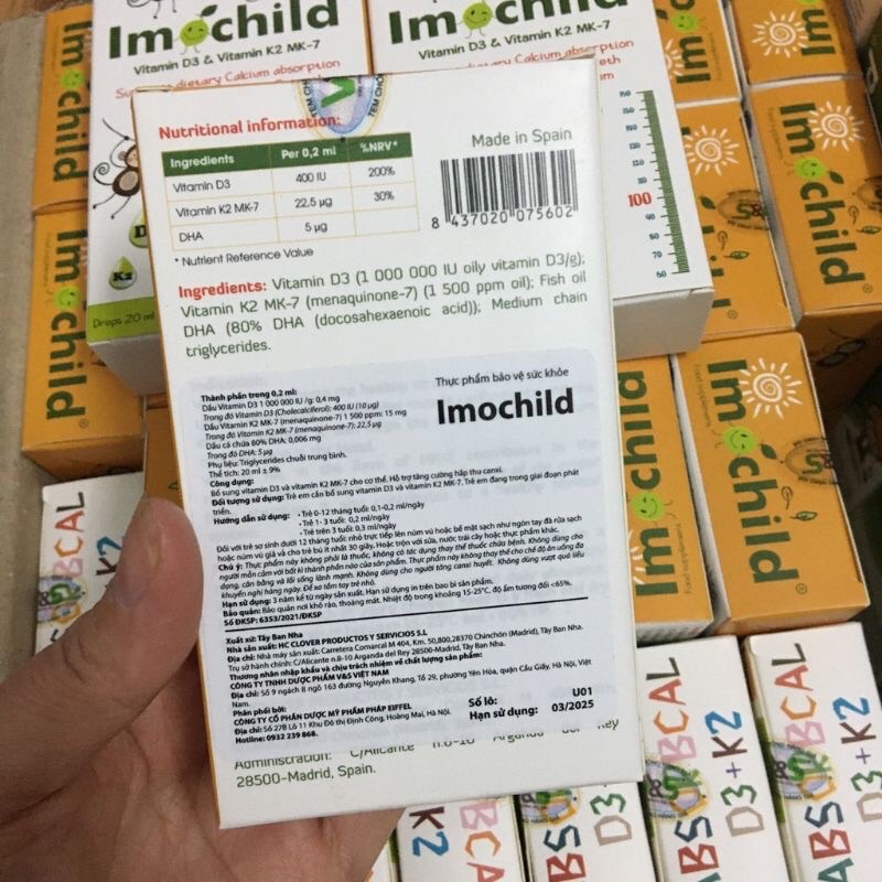Siro vitamin Imochild D3K2 20ml bổ sung canxi, giúp bé phát triển chiều cao - Lam Giang Pharmacy