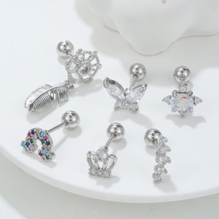 Bông tai S925 Bông tai vương miện bạc Không gây dị ứng Bông tai Nữ Trang sức thời trang