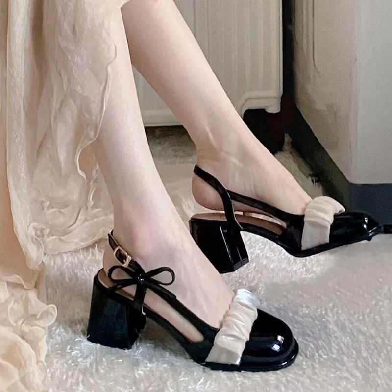 Giày búp bê nữ Mũi Vuông Thiết Kế Mới Thanh Lịch Thời Trang Dành Cho Nữ 6CM giày jane mary cao gót