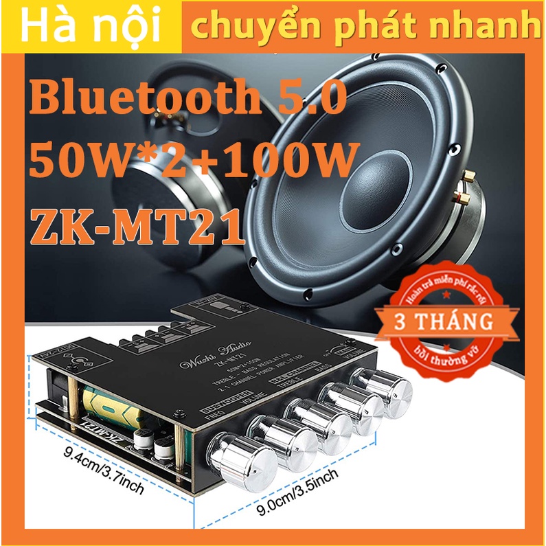 Bảng mạch khuếch đại ZK-MT21 ,Loa siêu trầm Âm thanh nổi ,Kênh Bluetooth 5.0 , 50W*2 +100W AUX