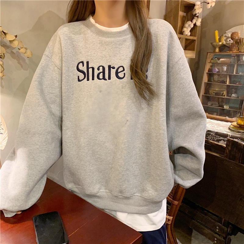 Áo hoodie Giả Hai Lớp Thêu Chữ Phong Cách Mới Mùa Thu Cho Nữ